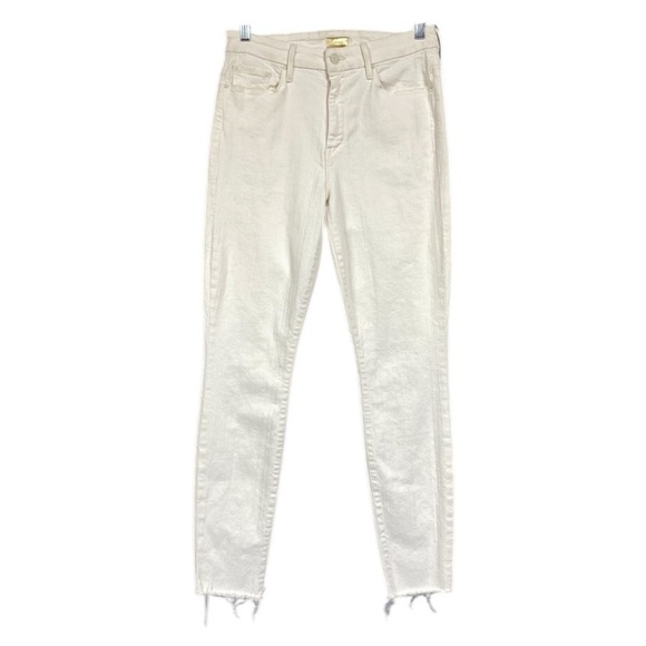 Mother High Waisted Looker Ankle Fray Whipping The Cream Size 30 - Picture 1 of 12